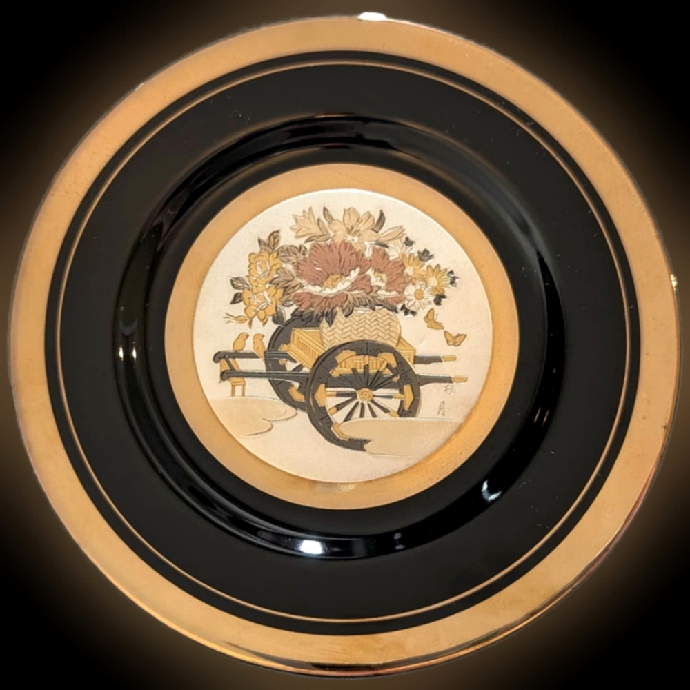 The Art Of Chokin Gold & Silver Gilded "Flower Cart" Plate